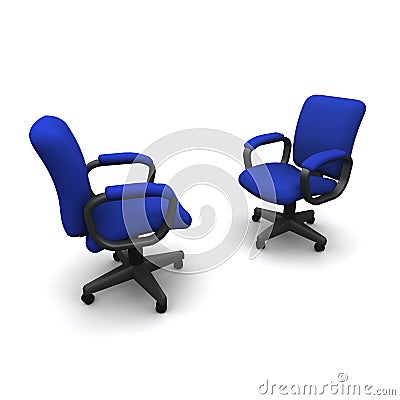 3d Two office chairs facing each other Stock Photo