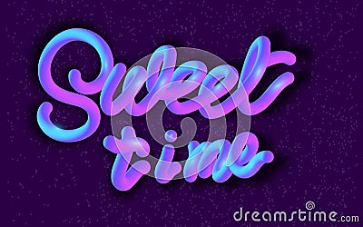 Neon 3d sweet time typography Cartoon Illustration