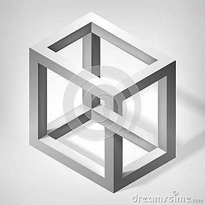 3D unreal cube shape. Illusion abstract forms. Nonexistent figure. Vector fantastic construction Vector Illustration