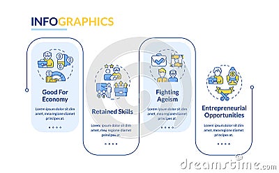 Unretirement layout with linear icon concept Vector Illustration