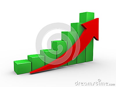 3d upward progress business chart arrow Cartoon Illustration