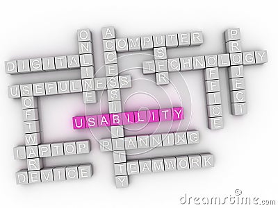 3d Usability word cloud concept Stock Photo