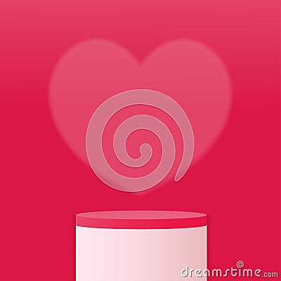 3d valentine podium scene for product display or placement. Vector Vector Illustration