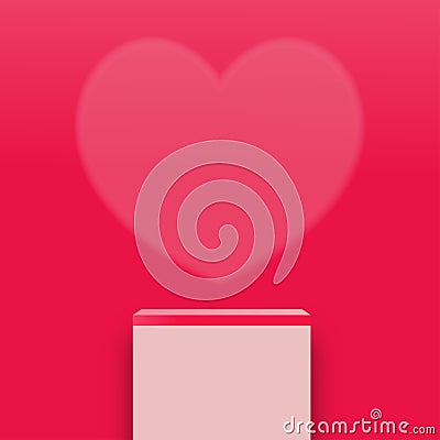 3d valentine podium scene for product display or placement. Vector Vector Illustration