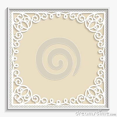 3D Vector bas-relief frame, vintage pattern, festive pattern, white pattern Vector Illustration