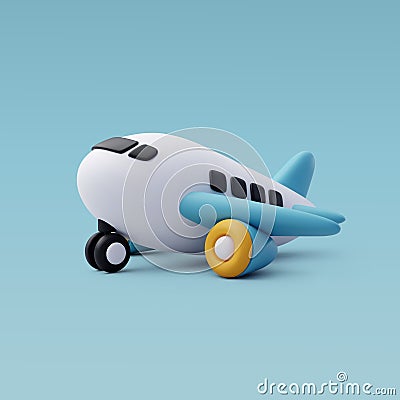 3d Vector Cartoon Airplane, Summer Journey, Time to Travel concept Vector Illustration