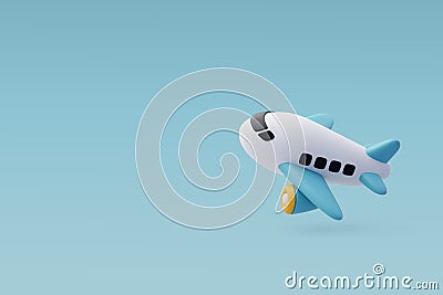 3d Vector Cartoon Airplane, Summer Journey, Time to Travel concept Vector Illustration