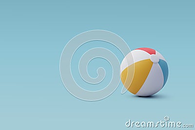 3d Vector Colorful Beach Ball, Summer Journey, Time to Travel Concept Vector Illustration