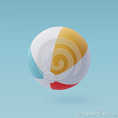 3d Vector Colorful Beach Ball, Summer Journey, Time to Travel Concept Vector Illustration