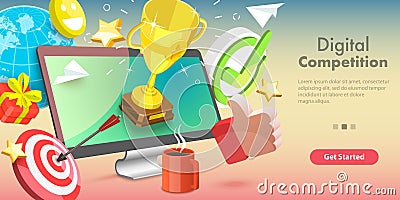 3D Vector Conceptual Illustration of Online Competition. Vector Illustration