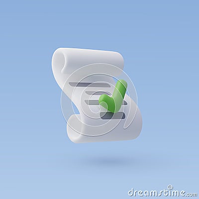 3d Vector Contract, Confirmed or approved document concept Vector Illustration