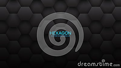 3D Vector Hexagon Tech Structure Abstract Black Background Vector Illustration