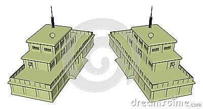 3D vector illustration of a military barracks Vector Illustration