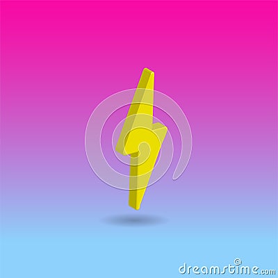 3D vector illustration of yellow lightning. Design elements. Easy to edit. Editable gradient background. Included graphic style Vector Illustration