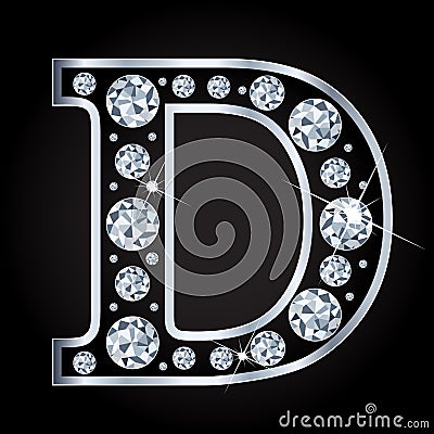 D vector letter made with diamonds isolated on black background Vector Illustration