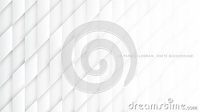 3D Vector Parallelograms Pattern Simple White Abstract Background Vector Illustration