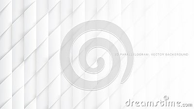 3D Vector Parallelograms Pattern White Abstract Background Vector Illustration