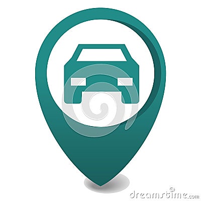 3d vector pin location in green, gps icon, parking car Vector Illustration