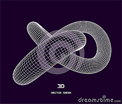 3 D vector threefold torus. Abstract protein model. Vector illustration for your science, digital, biological design Cartoon Illustration