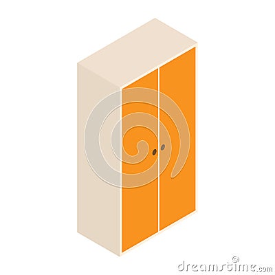 3d vector wardrobe and design illustration. isolated wooden cabinet on white background. isometry Vector Illustration