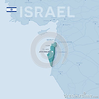 Verctor Map of cities and roads in Israel. Vector Illustration