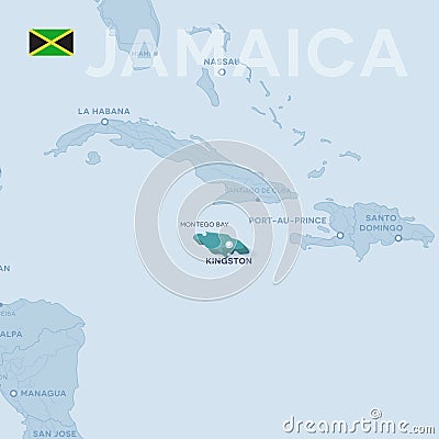 Verctor Map of cities and roads in Jamaica. Vector Illustration