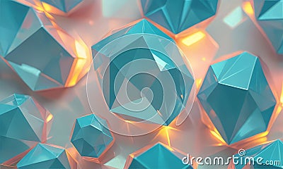 3D vibrant abstract pattern features numerous blue and orange triangular shapes, creating dynamic and Stock Photo