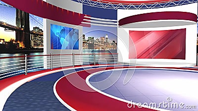 Virtual News Studio Set Background Stock Footage - Video of bright, green:  208900322