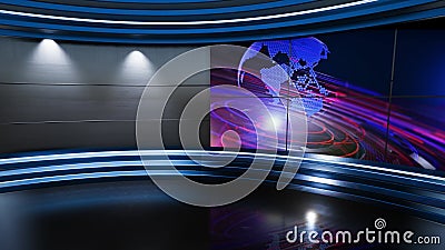 3D Virtual TV Studio News with Green Screen Stock Footage - Video of earth,  newscaster: 232511180