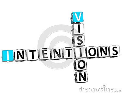 3D Vision Intentions Crossword Stock Photo