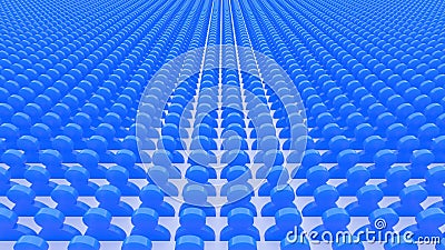 3D visualization of blue figures representing the crowd Stock Photo