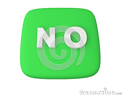 3d visualization of a button with the inscription NO. Expression of negative emotion or response. 3d render. Stock Photo