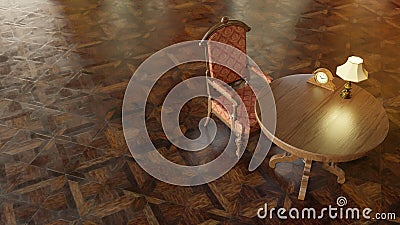 3d visualization interior antique furniture Stock Photo