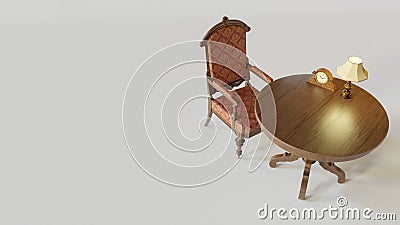 3d visualization interior antique furniture Stock Photo