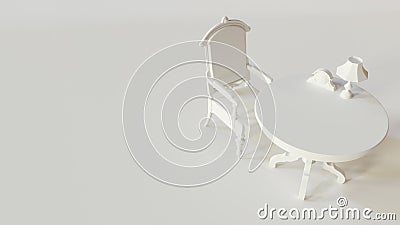 3d visualization interior antique furniture Stock Photo