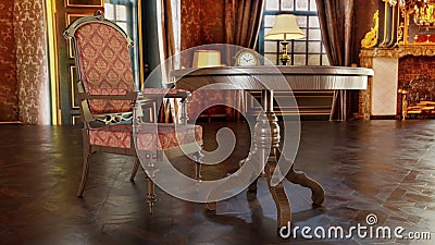 3d visualization interior antique furniture Stock Photo