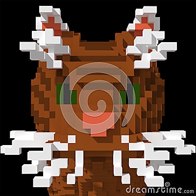 3d voxel tabby cat face Stock Photo