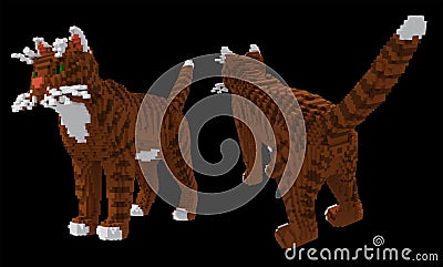 3d voxel tabby cat Stock Photo