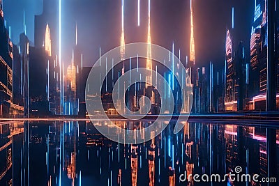 3D wall background of urban innovation Stock Photo