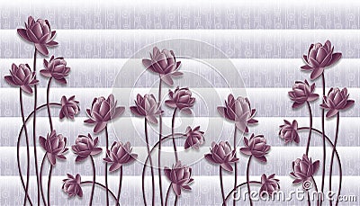 3D Wallpaper Design and beautiful flower background. 3D Floral abstract wallpaper rendering. Cartoon Illustration