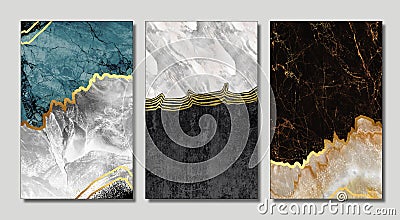 3d wallpaper for wall frames . resin geode and abstract art, functional art, like watercolor geode painting . golden and gray marb Stock Photo