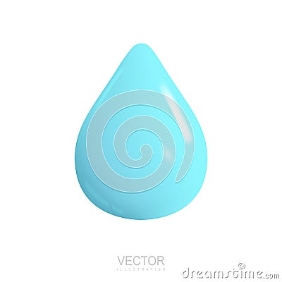 3d water drop isolated on white background. Vector illustration Vector Illustration