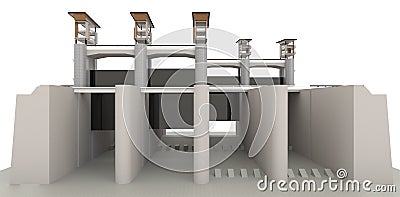 3D water gate design model Stock Photo