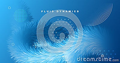 3d Wave Shapes. Fluid Poster. Blue Dynamic Stock Photo
