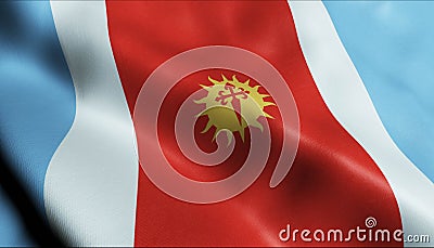 3D Waving Argentina Province Flag of Santiago del Estero Closeup View Stock Photo