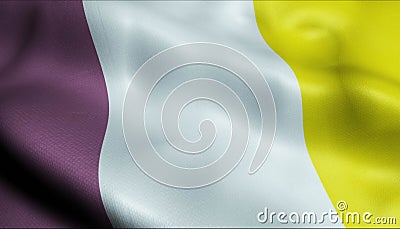 3D Waving Belgium City Flag of Ath Closeup View Stock Photo