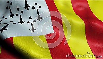 3D Waving Belgium City Flag of Geel Closeup View Stock Photo