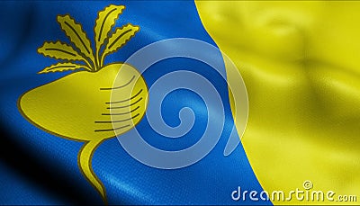 3D Waving Belgium City Flag of Sint Niklaas Closeup View Stock Photo