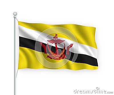 3d waving flag Brunei Isolated on white background Stock Photo