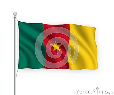 3d waving flag Cameroon Isolated on white background Stock Photo